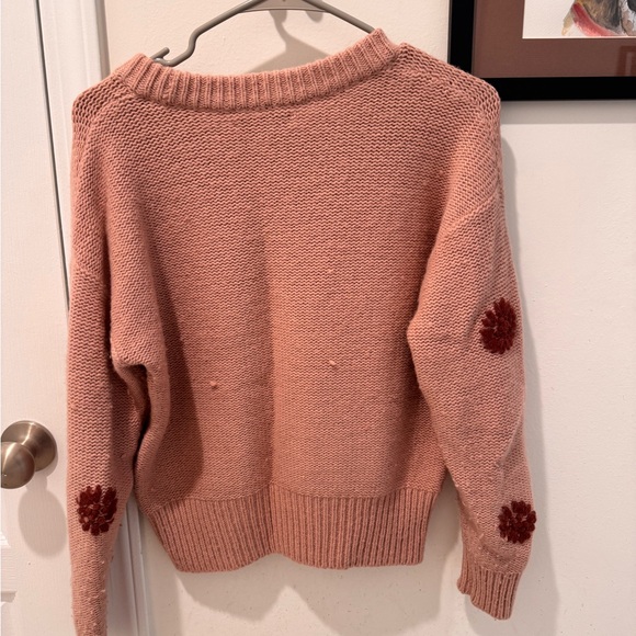 Madewell Pink and Red Crew Neck Sweater with Pom-Pom Details - Picture 7 of 7